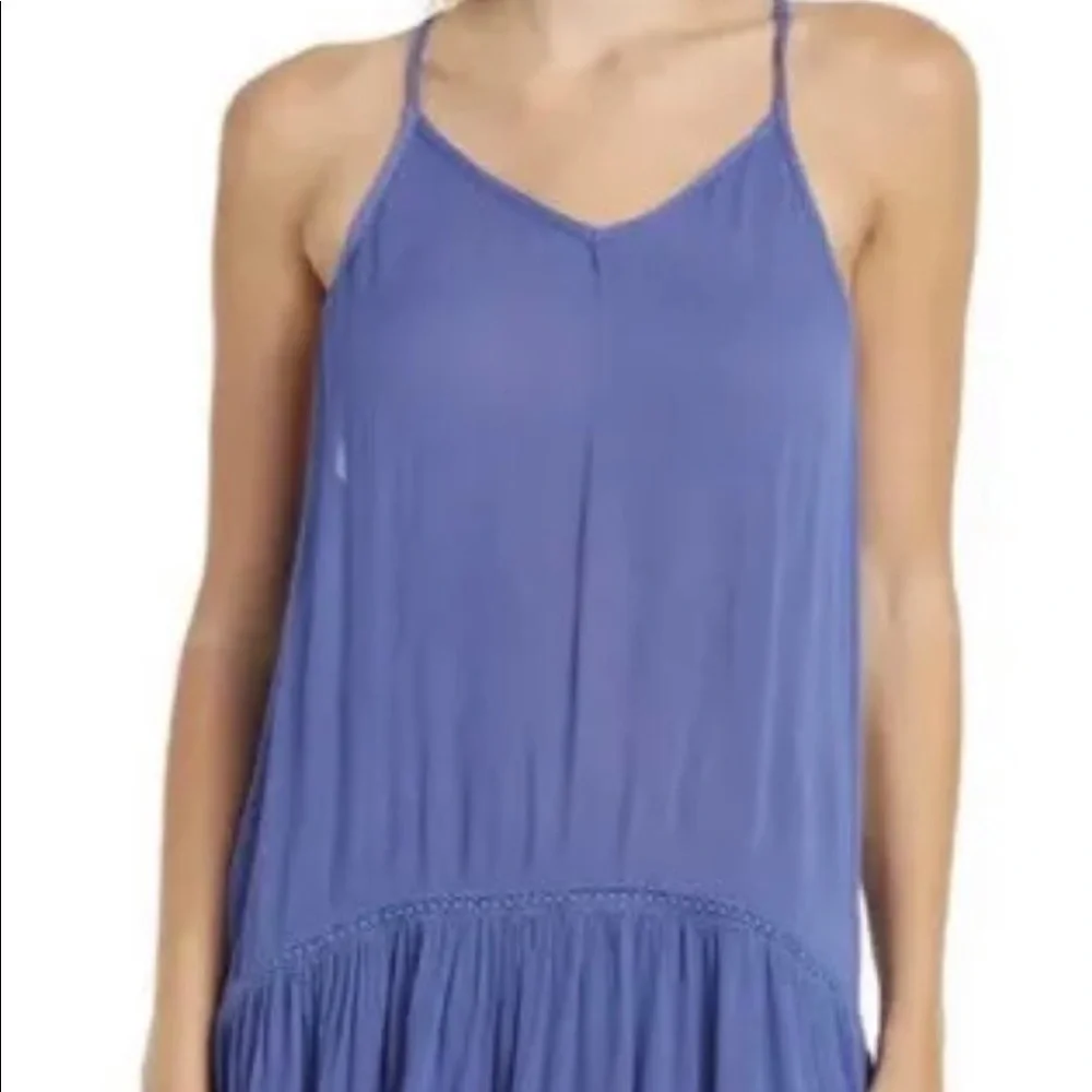 AREA STARS Flirty Beach Dress Pom Pom Hemline Cover Up Women’s Sundress Blue NWT - Picture 2 of 12